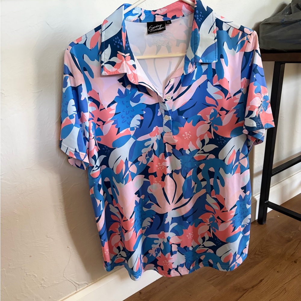 Colorful Floral ladies polo Shirt
